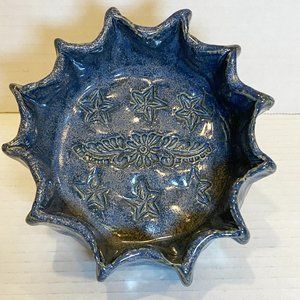 Handmade Pottery Trinket Dish Bowl Blue